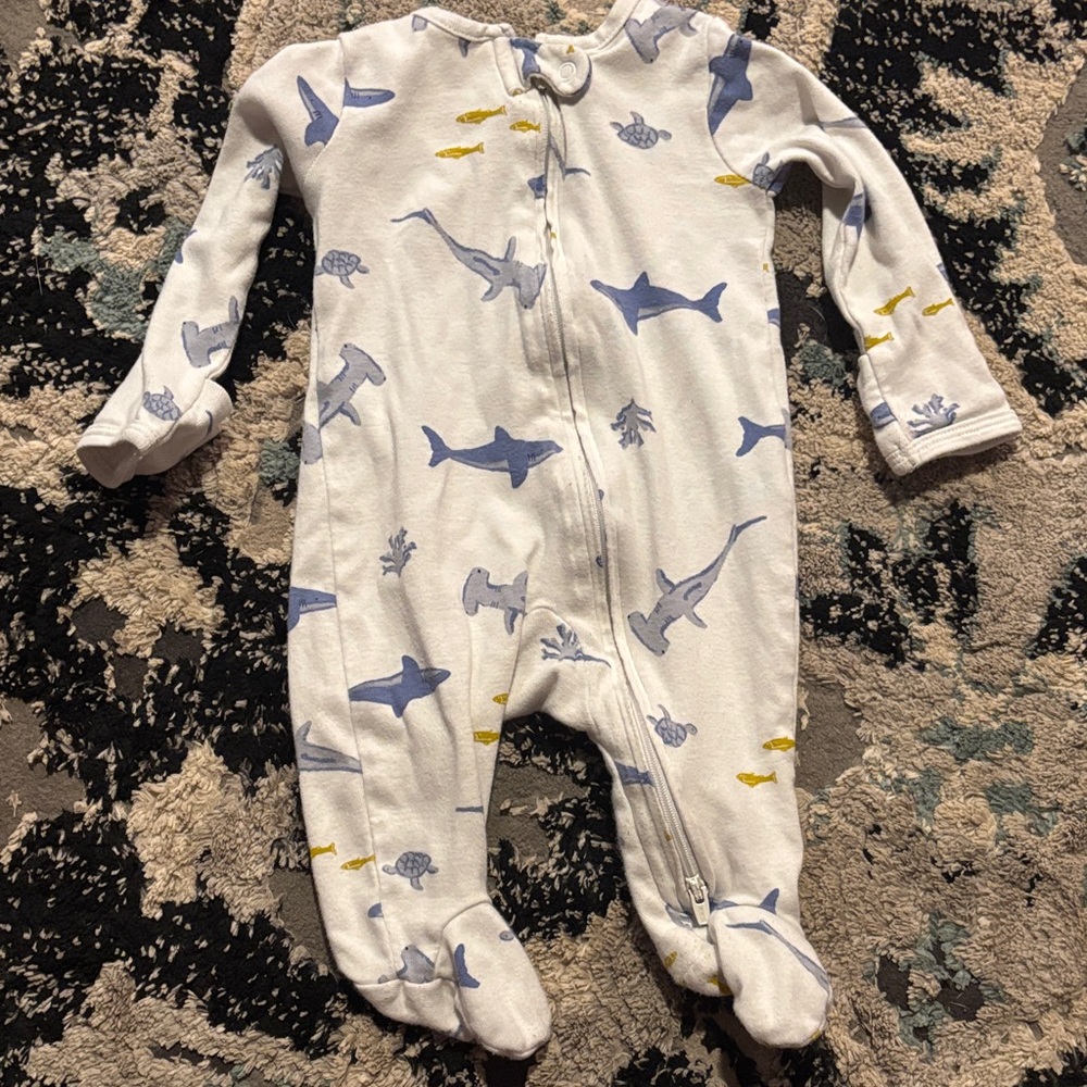 Carter's Blue and Yellow Shark Print Footie